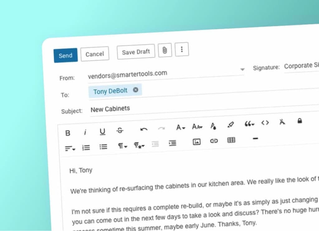 Screenshot of Enterprise Email Hosting webmail client feature.