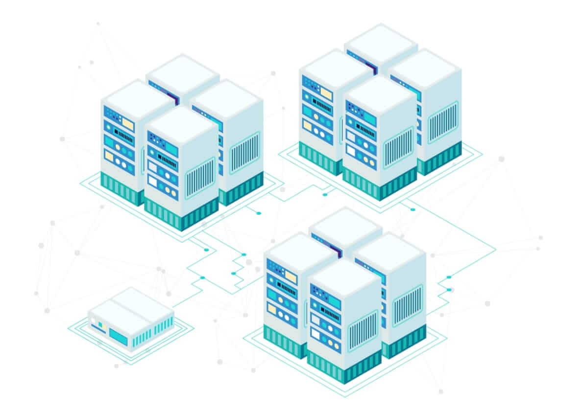 Vector image of 3 dedicated servers.