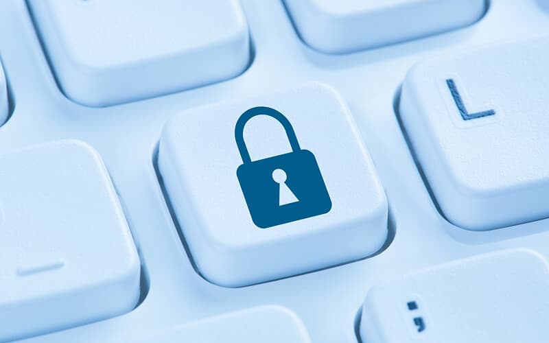 Keyboard key with a padlock icon