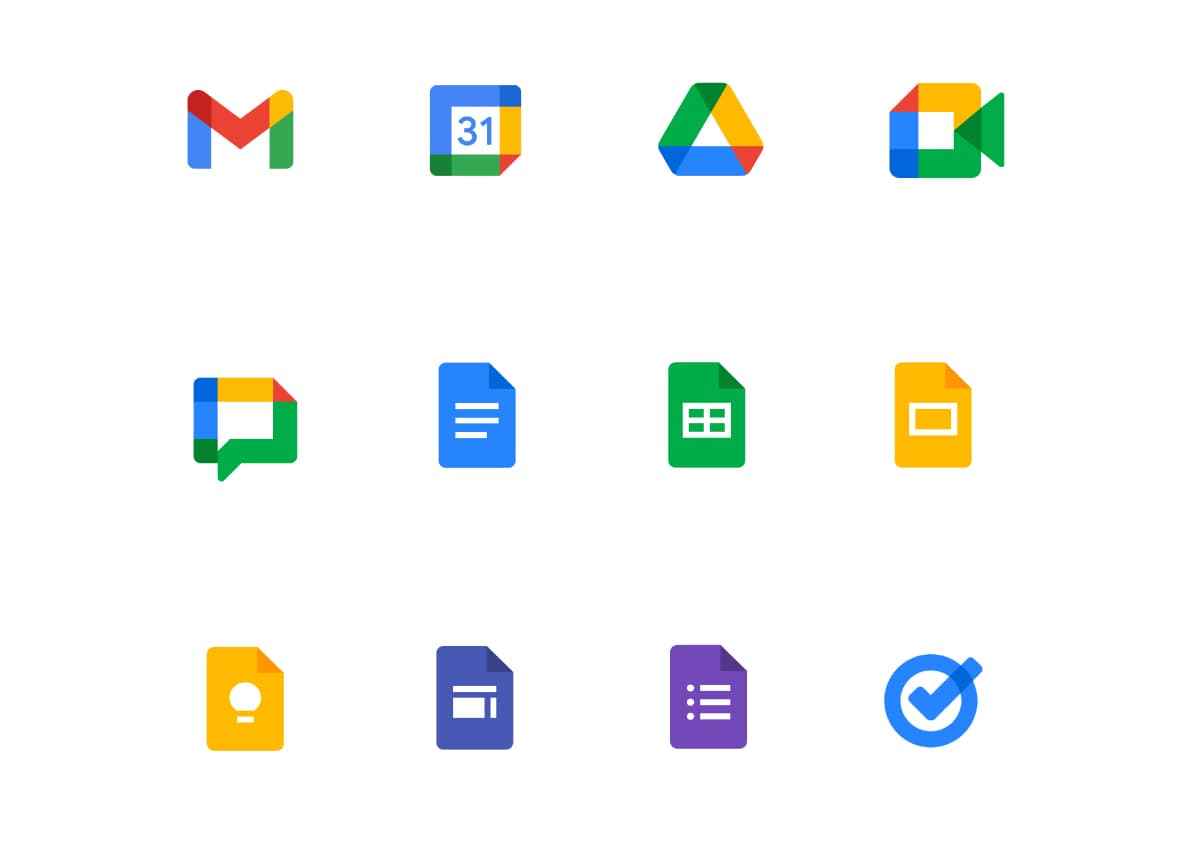 Vector image of a grid of Google services.