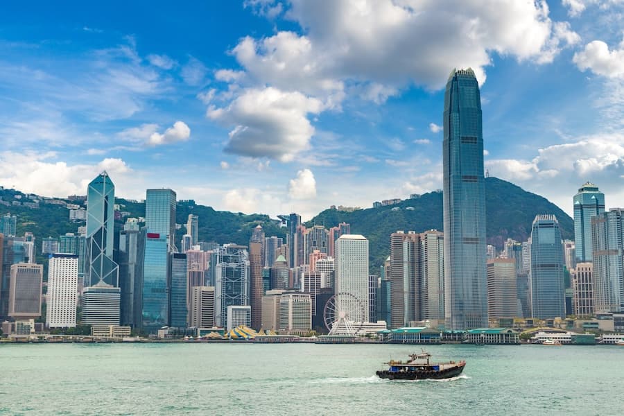 Hong Kong skyline featuring the International Commerce Centre and Victoria Harbour, representing our robust hosting infrastructure in East Asia.