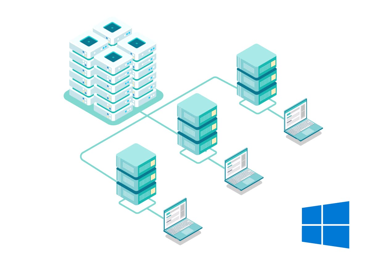 Vector image of Windows virtual private servers.